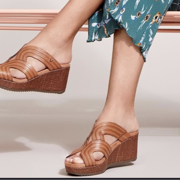 Vionic Brown Wedge Sandals - Picture 1 of 13